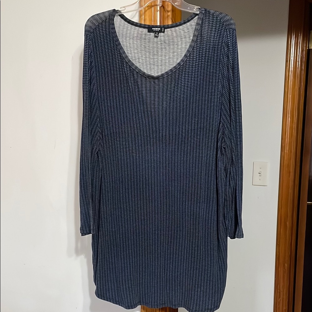 PREMISE BLACK & SLATE PATTERNED PLUS TUNIC